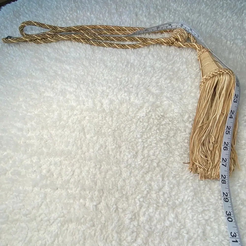 Vintage Yellow/Brown/Green Curtain Tie-Back Twisted Rope Two Tassels- 10